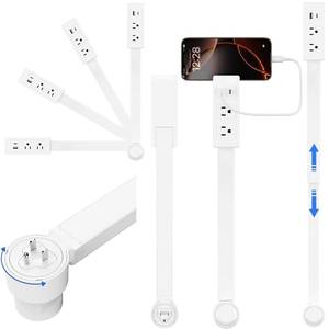 lot 14065 image: Outlet Extender Stick, Electric Outlet Extender Stretch from 17.7 to 27.6 & Rotate 180°, Easy Access to Hard to Reach Spaces Behind Sofas & Nightstands