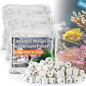 lot 14071 image: Sukh Ceramic Rings for Aquarium Filter - 15oz Bio Filter Media with 3 Bags