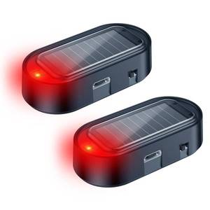 lot 14076 image: ELECTOP Car Solar Power Simulated Dummy Alarm, Anti-Theft LED Flashing Security, Automotive Warning Safety Light with USB Charging Port, 2PCS (Red)