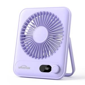lot 14086 image: WHATOOK Small Desk Fan Personal Fans 5000mah 25 Hours Battery Office Quiet Mini Desktop Fan Portable Rechargeable Travel Essentials (Purple, 2000 mAh)