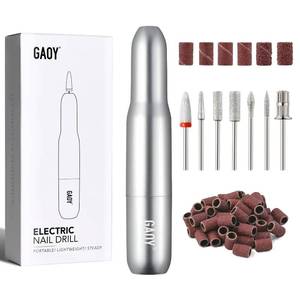 lot 14091 image: GAOY Electric Nail Drill for Acrylic and Gel, USB Electric Nail File, Portable Efile with Drill Bits, Manicure Pedicure Tools for Home Salon, Sliver