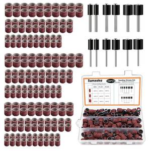 lot 14092 image: Sunxeke Sanding Drum Set for Most Rotary Tools-Includes 138 Aluminum Oxide Sanding Sleeves for Drum Sanders (80,120,240 Grit) and 12 Drum Mandrels-Sanding Bits Tool Accessories with Box