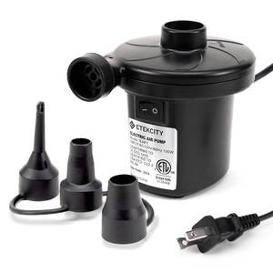 lot 14100 image: Etekcity Electric Air Pump Air Mattress Portable Pump for Inflatables Couch, Pool Floats, Blow Up Pool Raft Bed Boat Toy, Quick-Fill AC Inflator Deflator with 3 Nozzles, 110-120 Volt, Black