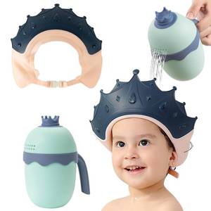 lot 14102 image: FUNUPUP Baby Shower Cap with Bath Rinse Cup for Kids, Crown Blue