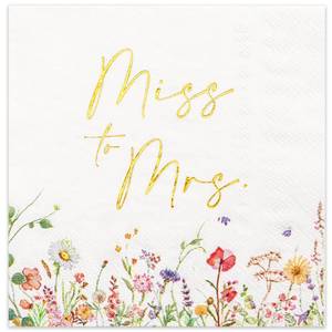 lot 14131 image: Crisky 3-Ply Floral Bridal Shower Napkins - Gold Foil Miss to Mrs Paper Disposable Napkins for EngagementBridal ShowerWeddingBachelorette Party Decoration, 50 Counts