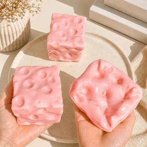 lot 14137 image: 1PC Realistic Swiss Cheese Squishy Toy �� Dough Texture Stress Relief Fidget Toy for Adults, Anxiety Relief Sensory Tool, Unique Desk Decor, Not Edible