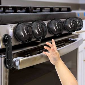 lot 14142 image: GRENFU Stove Knob Safety Covers (5  1 Pack), Oven Lock Child Safety, Black
