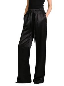 lot 14146 image: SHENHE Womens Satin Wide Leg High Waisted Drawstring Pants Black (size S)