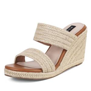 lot 14150 image: mikarka Wedges Sandals for Women - Open Toe Slide Espadrilles Wedge Heels (size 7)