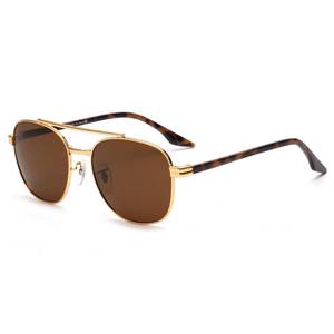 lot 14159 image: JIM HALO Retro Polarized Aviator Sunglasses, Flat Metal Square Shades for Men Women, GoldBrown