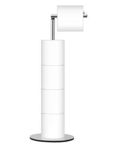 lot 14176 image: Toilet Paper Holder Stand, Free Standing Toilet Paper Roll Holder with Reserve, Modern Bathroom Toilet Paper Stand for 4 Rolls, Chrome, Housen Solutions