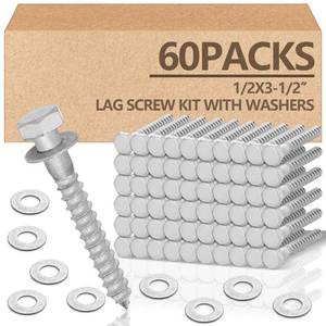 lot 14182 image: Tandefio 60 Pack 12 x 3-12 Lag Screw Bolts with Washer Galvanized