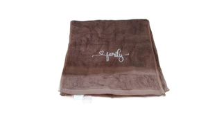 lot 14186 image: Brown Towel with Family Embroidery, 2 pack