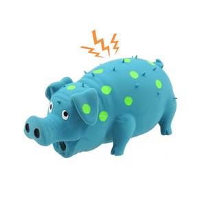 lot 14197 image: Andiker Dog Squeaky Toy, Dots Latex Dog Chew Toys with a Oinks Sound Squeaker Grunting Pig Dog Toy Durable Self Play 8 Dogs Squeeze Toy for Dental Biting Chasing to Kill Boring Time (Blue)