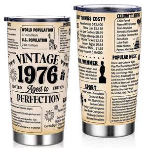 lot 14200 image: 50th Birthday Gifts for Women Men Vintage 1976 Tumbler 20 Oz Stainless Steel Cup Back in 1976 50th Birthday Decorations To Her Him Funny 80s Music Pop Style Bday Gifts Ideas for Mom Dad Wife Husband