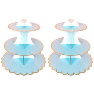 lot 14443 image: Leismy 2 PACK Cardboard Cake Stand, 3 Tier Paper Dessert Round Cupcake Holder Tower Disposable Pastry Stand for Birthday, Afternoon Tea,Wedding Party Anniversary Christening Fruit Desserts Display��