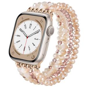 lot 14449 image: KOREDA Beaded Bracelet Compatible for Apple Watch Band 38mm 40mm 41mm 42mm 44mm 45mm 46mm Series 11 10 9 8 7 SE 6 5 4 Women, Fashion Cute Handmade Elastic Pearl Beads Stretch Strap for iWatch Bands 321