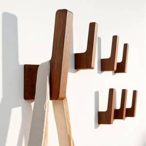 lot 14451 image: PinEther 6 Pack Walnut Wood Wall Hooks �� Handcrafted Solid Wood Hooks for Coats, Hats, Bags, Towels �� Minimalist Design, Hidden Mount, Eco Wax Finish, Moisture-Resistant,Bathroom, Bedroom, Kitchen