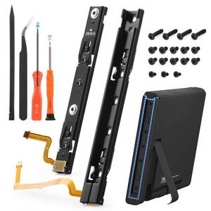 lot 14463 image: Left and Right Slide Rail for Nintendo Switch Console Slide Rail Bar Replacement with Flex Cable for NS Nintendo Switch Console Rebuild Track Accessories Repair Parts(with Console Screws)