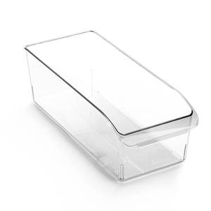 lot 19019 image: BINO  Plastic Storage Bins, Large  THE CURVE COLLECTION  Multi-Use Fridge  Freezer Organizer  Built-In Handle  BPA-Free  Pantry and Home Organization