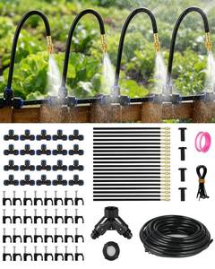 lot 19037 image: 130FT Drip Irrigation System for Garden 20 Nozzles 14 PE Tubing Automatic Watering Kit Adjustable Misting Sprinkler Mister Hose for Water Plants Tape Raised Beds Lawn Outdoor Yard Greenhouse 130FT