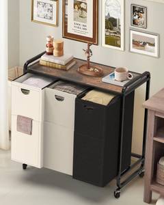lot 19039 image: Laundry Sorter 3 Section,Laundry Basket with Wheels,3�15.8 Gal (60L)
