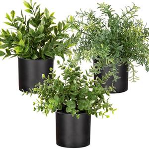 lot 19041 image: 3 Pack Small Fake Plants for Shelf Decor Accents with Plastic Pot Artificial Potted Plants for Rustic Farmhouse Decor Faux Plants Indoor Fake Potted Plants Artificial for Home Office Bookshelf Decor