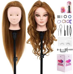 lot 19042 image: 28 Mannequin Head with 80% Real Human Hair for Makeup Practice Head