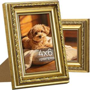 lot 20293 image: upsimples Vintage 4x6 Picture Frame, Antique Gold Frames, 2 Pack