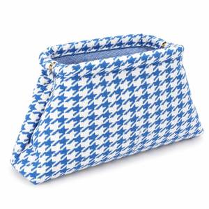 lot 20312 image: Pyrrhiax American Mah Jongg Tile Bag, Woven Mahjong Storage Pouch with Wide Opening, Portable Case for Tiles, Gift for Mahjong Lovers (Blue White, Houndstooth)