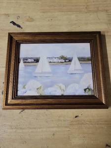 lot 20326 image: Framed Sailboat Painting Small