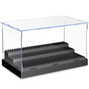 lot 20337 image: KKU Display Case for Minifigure Action Figures Blocks, Acrylic Minifigure Display Case Box Storage with 3 Movable Steps Gift for Kids Adults