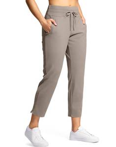 lot 20342 image: YYV Womens Pants with 3 Pockets High Waisted Golf Athletic Pants 78 Stretch Ankle Pants for Women Workout Travel Casual(Dark Khaki XX-Large)