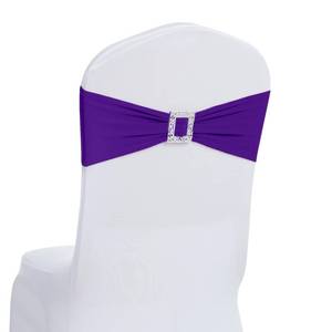 lot 20359 image: Joccun 60 PCS Spandex Chair Sashes Bows Stretch Chair Cover Band with Buckle Slider Universal Elastic Chair Ties for Wedding Banquet Party Event Decoration (Purple)