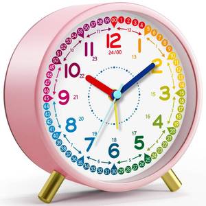 lot 20361 image: Zonopy Kids Alarm Clock, Silent Non-Ticking, Analog Learning Clock for School Beginners, Stylish Round Metal Clock, Easy to Read, Battery Operated, Loud Ringing Back to School Gifts