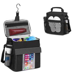 lot 20369 image: SKYREH Portable Shower Caddy Tote Bag, Mesh Hanging Organizer, Black