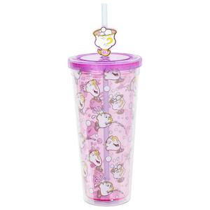 lot 20383 image: Silver Buffalo Disney Beauty and the Beast Chip 24oz Cold Cup (Straw Charm Missing)