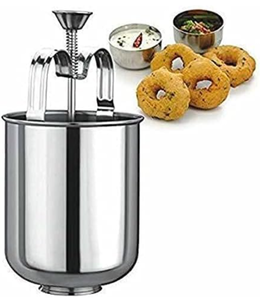 lot 2297 image: Export Quality Perfectly Shaped Crispy Vada Maker  Stainless Steel Vada & Donut Maker Machine  Easy Homemade Vada and Donut Press for Kitchen. (Pack Of 1)