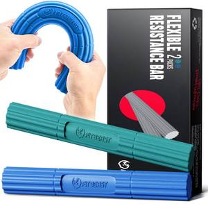 lot 1781 image: FitBeast Hand Exerciser Bars for Physical Therapy - Relieves Tendonitis Pain & Improve Grip Strength, Injury Recovery, Forearm (2 Piece Set - Green Blue)