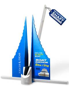 lot 1786 image: SandShark Premium Fluke Anchor-Retractable Shaft for Easy Storage-Aluminum Pontoon Boat Anchor for Boats to 30 ft-Under 5lbs. Must Have Sand Anchor for Boat, Boat Anchor Kit, Pontoon Boat Accessories