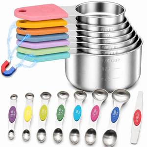 lot 1799 image: Magnetic Measuring Cups and Spoons Set-Heavy Duty 304 Stainless Steel Cups