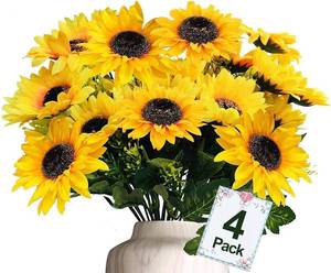 lot 1802 image: TURNMEON 28Pcs Sunflowers Artificial Flowers for Outdoors Fall Decor