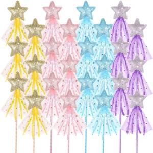 lot 1807 image: Honoson 50 Pcs Star Fairy Wands with Ribbons, Princess Party Favor Supplies