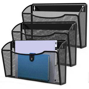 lot 1822 image: MINDEPOT Wall File Organizer, Hanging Wall File Holder, 3 Pack, Black
