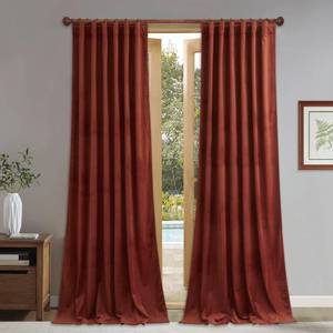 lot 1841 image: StangH Rust Velvet Curtains for Theater Chismas Decor, W52 x L105, 2 Panels