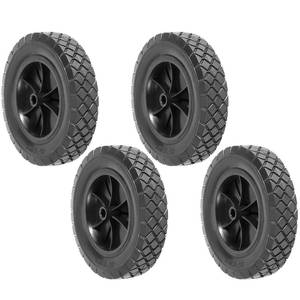 lot 1844 image: MUKCHAP 4 Pack 8 Inch Solid Rubber Wheels, Hand Truck Wheel Replacement Rubber Tire, Replacement Tire with 12 Bore Offset Axle for Cart, Trolley, Lawn Mover