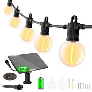 lot 1846 image: ZOTOYI 150FT Solar String Lights Outdoor Waterproof with USB Port, 733 Shatterproof G40 Bulbs, 4 Light Modes Dimmable Solar Powered Patio Lights for Outside Deck Backyard Porch