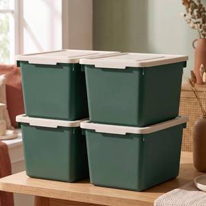 lot 1855 image: SiliFine 4 Pcs Storage Bins with Lids for Home Classroom, Medium, Green