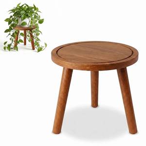 lot 1859 image: SEQUEDA Wood Plant Stands Indoor, Teak Plant Stand Modern Plant Table for Large Plants, Wooden Plant Stool, Tall Plant Holder Small Round Side for Living Room, Balcony, Office (1 Pack)