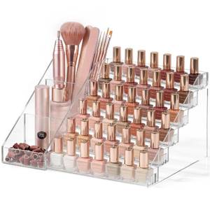 lot 1860 image: HBlife 6 Tier Nail Polish Organizer with Nail Supplies Organizer, Quick Assembly Clear Acrylic Nail Polish Holder Display Stand for Gel Polish (1 Pack)